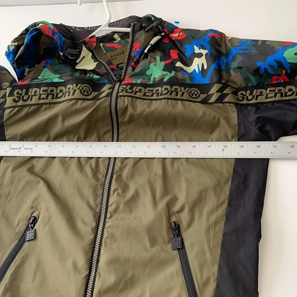 Superdry taped logo camo jacket windbreaker khaki green size M - Picture 9 of 15